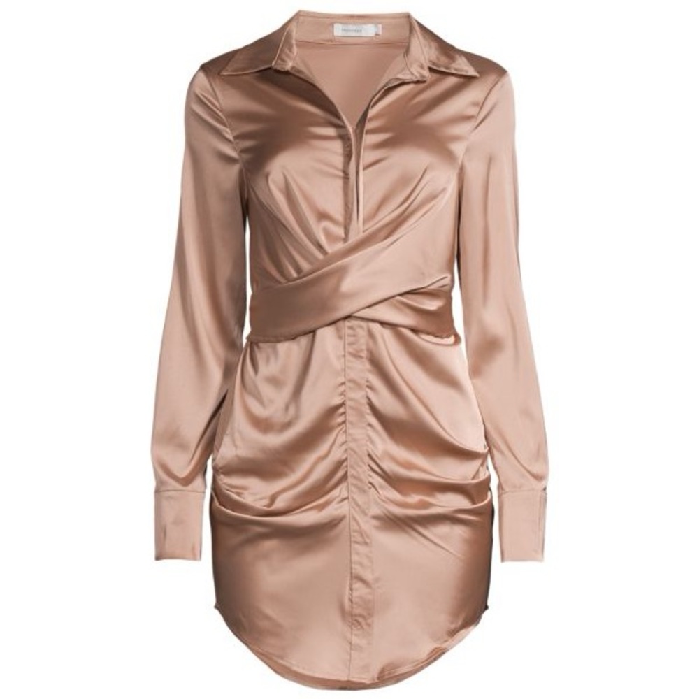 Moonsea Twist Front Satin Shirt Dress